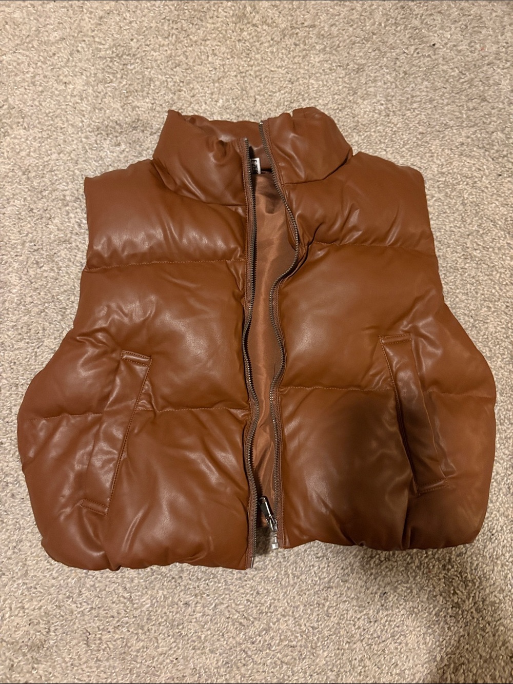 Sleeveless Puffer Vest in Chestnut Brown - Women's Jacket